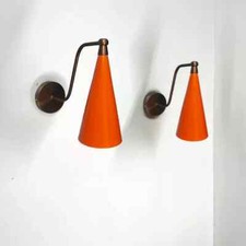 Pair Of Italian wall Sconce Orange Brass Wall Light Stilnovo Style Wall Lamp