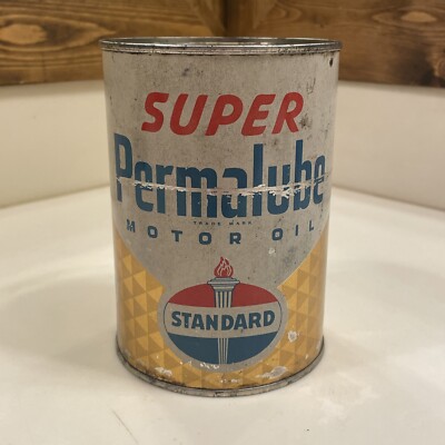 Standard Super Permalube Motor Oil Can One Quart FULL Multi Grade | eBay