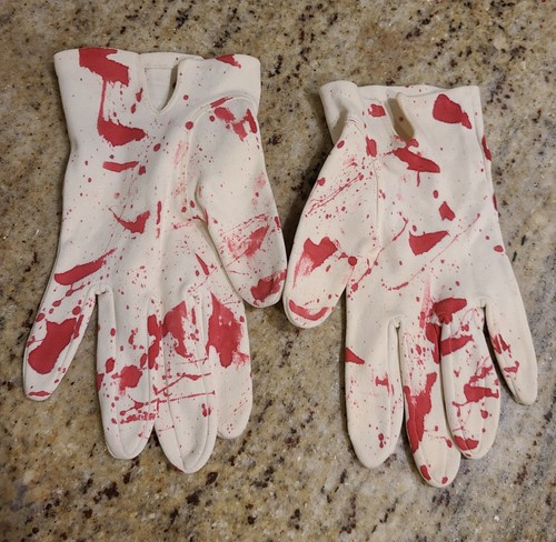 Vintage Size L Fancy Formal Fake Bloody Horror Zombie Costume Gloves - Picture 6 of 18