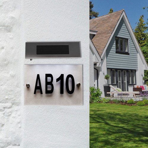 Solar Powered House Number Door Light Stainless Steel Wall Address Sign Lighting - Picture 4 of 12