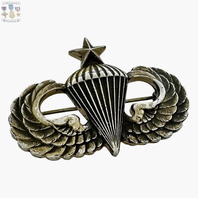 STERLING KOREAN WAR ARMY JUMP WINGS SENIOR PARACHUTIST BADGE
