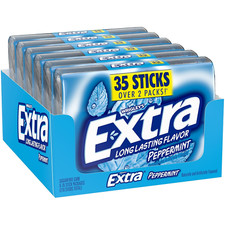 Gum Peppermint, Bulk Chewing Gum Sugar-Free, Mega Pack of 6 with 35 Sticks Each