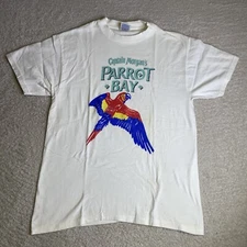 Vintage Captain Morgan T-Shirt Adult Large White Parrot Bay Promo 90's Y2K Hanes