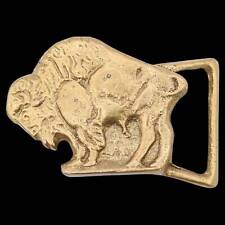 Solid Brass Bison Buffalo 1970s Trinity Buckle Co. Vintage Belt Buckle