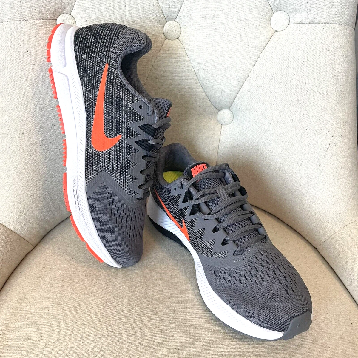 Air Span 2 Running Shoes Men's Sz 8 D Grey Orange Sneakers | eBay