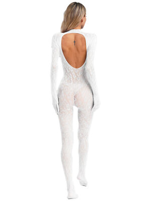Womens Fishnet Stretchy Bodystockings Full Body Bodysuit Lingerie Nightwear