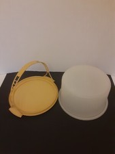 Vintage Tupperware Harvest Gold 3 Piece 9" Pie/Cake Carrier with Handle