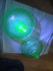Vintage Green Uranium Glass Butter Dish Dome Lids