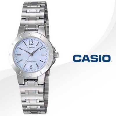 Casio LTP-1177A-2A Damen Silber Metallband Blaues Zifferblatt Analog Uhr Neu