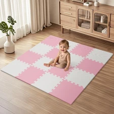 16 Tiles Baby Play Mat for Floor, EVA Foam Baby Floor Play Mat with 0.6 Inch ...