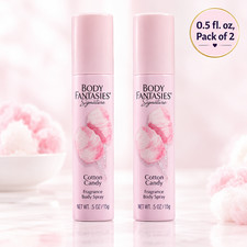 Body Fantasies Signature Cotton Candy Body Spray for Women, 0.5 fl.oz. Pack of 2