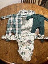 Set Of 4 Baby Sleepwear 0-3  NB size Green Great Condition