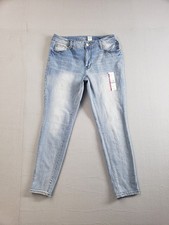 Time And Tru Women Jean 14 Blue Denim High Rise Skinny Medium Wash Polyester