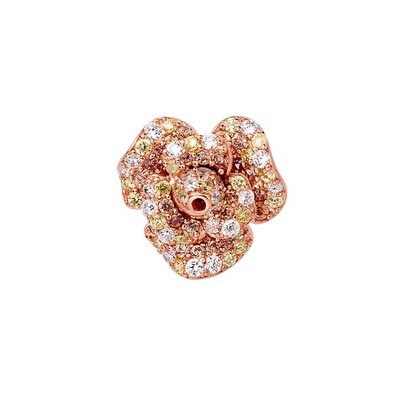 Fei Liu Peony Single Stud Earring - Rose Gold Plated Silver With Champagne CZ