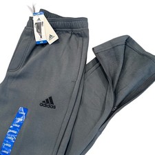 New Adidas Taper Pants Mens Large Gray Fleece Zip Ankle