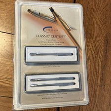 Cross Classic Century Lustrous Chrome Ballpoint Pen  0.5mm Pencil Gift Set USA