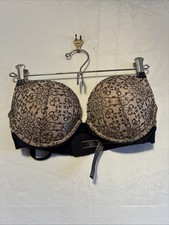 Victoria’s Secret Strapless Push Up Bra 32DD Nude Black Lace Multiway