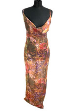 Pretty Little Thing Abstract Maxi Dress Women's UK Size 8 Corset Back Chiffon