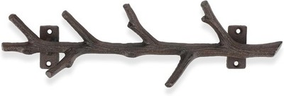 12'' Cast Iron Tree Branch Vertical Coat Hat Rack Wall Mount Heavy Duty Decora...