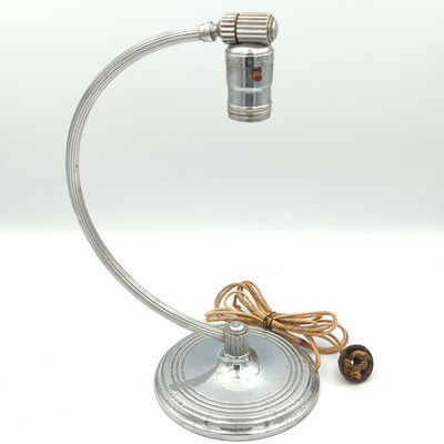 Vintage Chase Brass & Co Chrome 13'' Gooseneck Desk Lamp Art Deco  (needs cord)