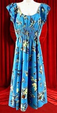 TORY BURCH MIDI DRESS PRINTED BLUE DRIP BOUQUET/BRIGHT HORIZON SZ US 12 NWT