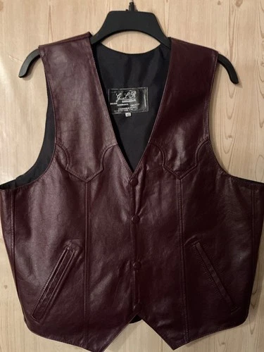 Vintage Creaciones GLR Burgandy Leather Vest  Size 40 Leon Cowboy Rancher Mexico - product listing photo