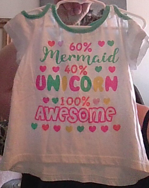 Fun Summer Mermaid/Unicorn/Awesome T-Shirt Sz 6 Nannette Kids X-Back/Open Shlder