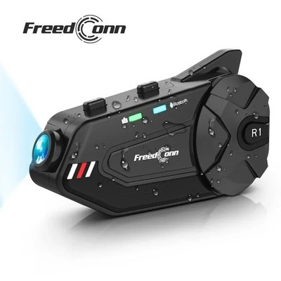 Freedconn R1 Plus 1000M Motorrad Helm Gegensprechanlage & Kamera Bluetooth Headset