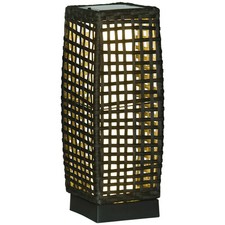 Outsunny Outdoor Rattan Solar Lantern, Brushed PE Wicker Patio Garden Lantern wt
