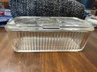 Vintage Federal Clear Glass Refrigerator Storage Dish Vegetable Lid