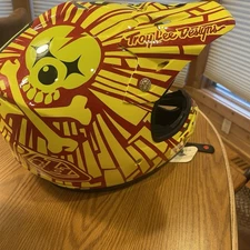 Troy Lee Designs Helmet Air Skully Skull Leopard Yellow Black Red XL