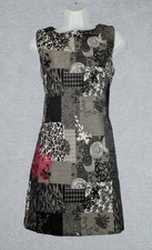 Joe Browns Patchwork Tapestry Shift Dress Red Zip Boho Retro Size UK 12