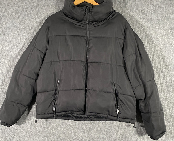 Cotton On Puffer Jacket Womens XL Black Full Zip Quilted Insulated