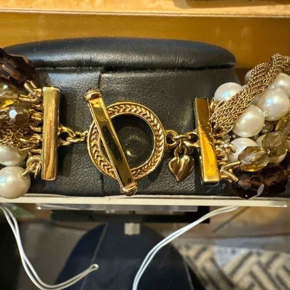 Collar CAROLEE Dorado Tono Cálido Multi Hilo Torsade Cristal Imitación Perla Foto 2 de 2