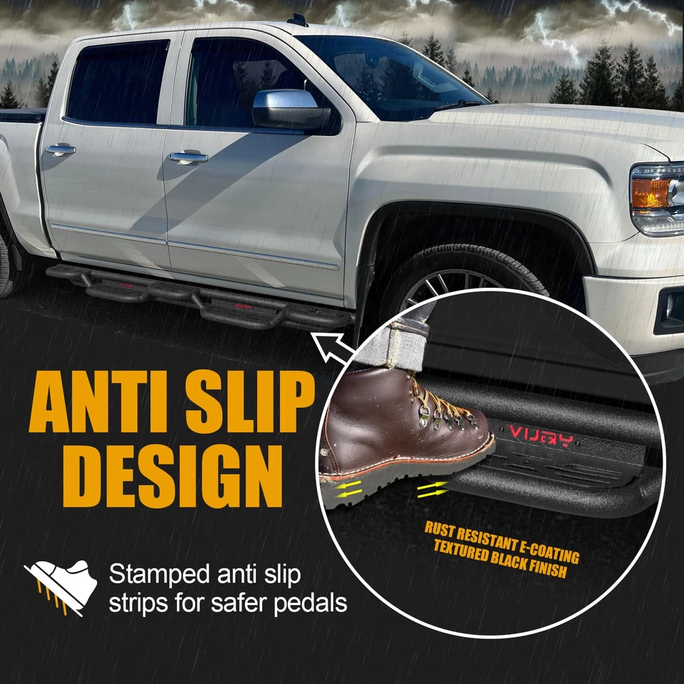 Vijay Running Boards For 07-19 Chevy Silverado/GMC Sierra 2500HD/3500HD Crew Cab Foto 3 de 4