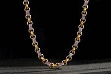 Women 9ct Gold Two-Tone Gypsy Link Chain (10mm Thick & 24 Inch Long) GF Necklace