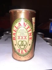 BALLENTINE ALE 2 SIDED EMPTY B/O 12 OZ FLAT TOP STRAIGHT STEEL BEER CAN