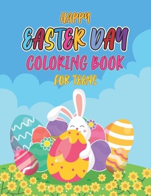 Books - Happy easter day coloring book for teens  Cute Easter Bunny   - X555z