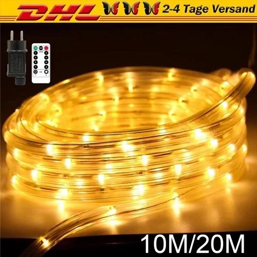 10m/20m LED Lichterschlauch Lichtschlauch Außen/Innen Lichterkette Wasserdicht