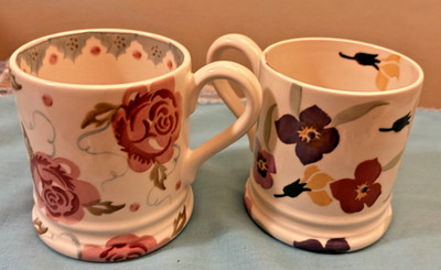 Two Emma Bridgewater Floral 8 oz. Roses & Pansy Floral Mugs Never Used