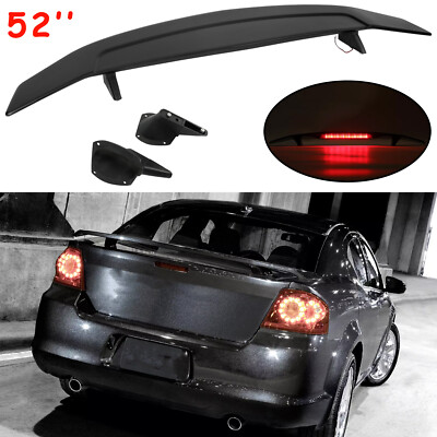 52'' Matte Black Rear Trunk Spoiler Tail Wing With Brake Light For Dodge Avenger
