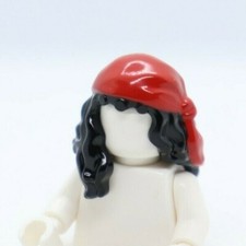 HAIR - Female Mid-Length Part Red Cloth Wrap Pirate  LEGO  Minifigure Part