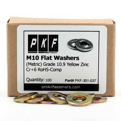 #ad #ad M10 Flat Washer Yellow Zinc Plated 10.9 Steel DIN 125A 200 HV 10mm $15.00