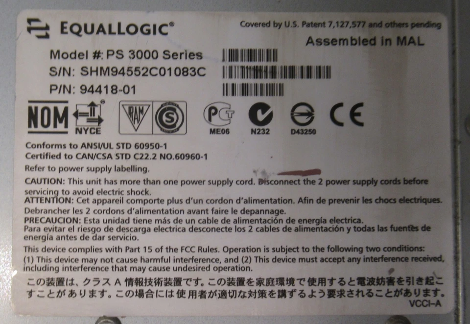 Dell EqualLogic PS3000 iSCSI SAN Storage Array 5TB HDD 1x controller - 94418-01 - Image 4 of 4