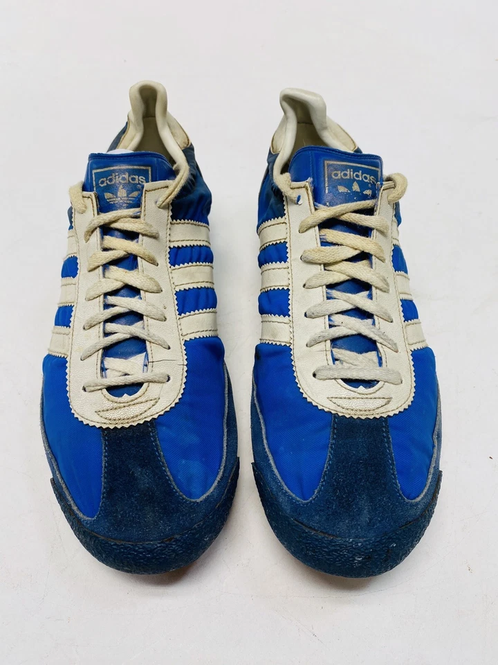 70's Adidas West Germany Royal Blue Nylon & Suede Sneakers Vintage M size 9 RARE - Image 3 of 4