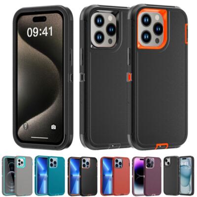 For iPhone 15 Pro Max Triple-Protection Heavy Duty Shockproof Armor Case with Belt Clip - Black For iPhone 15 Pro Max Triple-Protection Heavy Duty Shockproof Armor Case with Belt Clip - Black