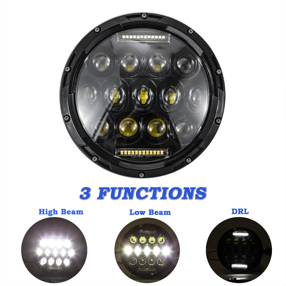 For Kawasaki LTD 454 1986 7" LED Headlight Hi/Lo Beam DRL 6500K Liamp IP65 US - Image 2 of 4