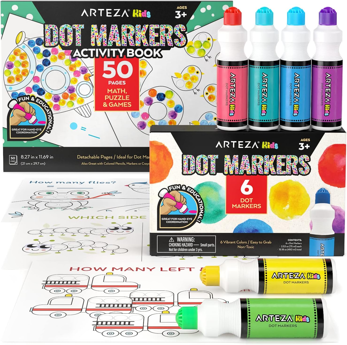 Dot Markers and Kids’ Activity Book, 6 Nontoxic Bingo Daubers-image