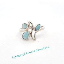 Sterling Silver Natural Larimar Ring Size 9