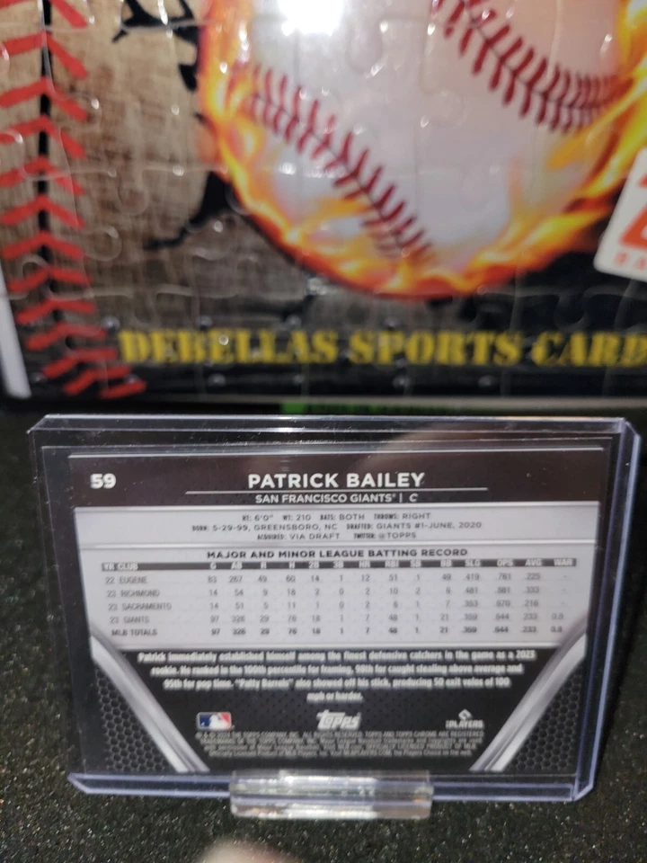 2024 Topps Chrome Black Patrick Bailey GREEN Refractor #/99 Giants - Image 2 of 2